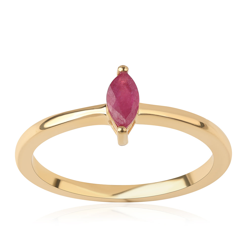 Inel din Argint 925 Placat cu Aur ( 1.6 grame ) cu Rubin Mozambic 0.29 Carate 1 