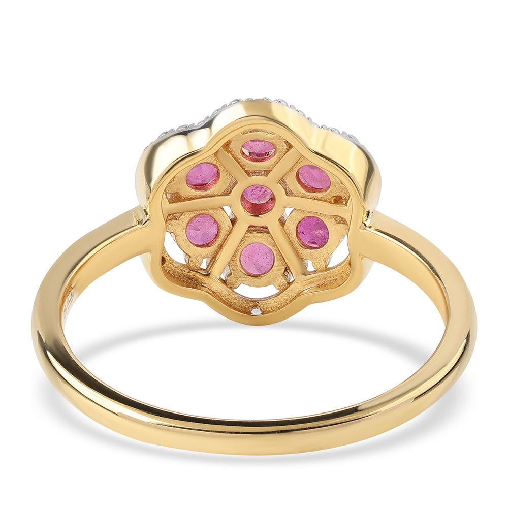 Inel din Argint 925 Placat cu Aur ( 2.93 grame ) cu Rubin Mozambic și Topaz Alb 1.32 Carate 3 