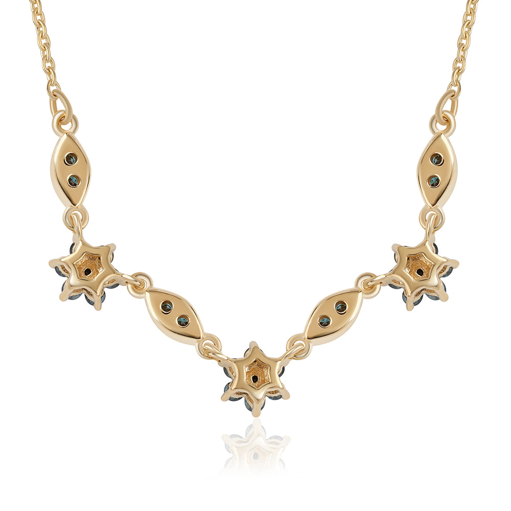 Colier din Argint 925 Placat cu Aur ( 3.38 grame ) cu Diamant Albastru 0.44 Carate 3 