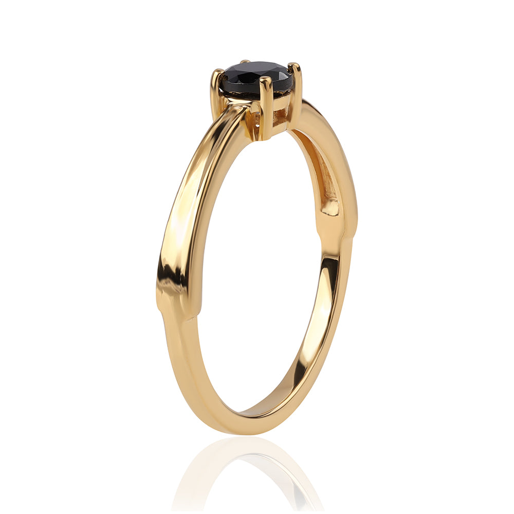 Inel din Argint 925 Placat cu Aur ( 2.09 grame ) cu Spinel Negru 0.64 Carate 2 