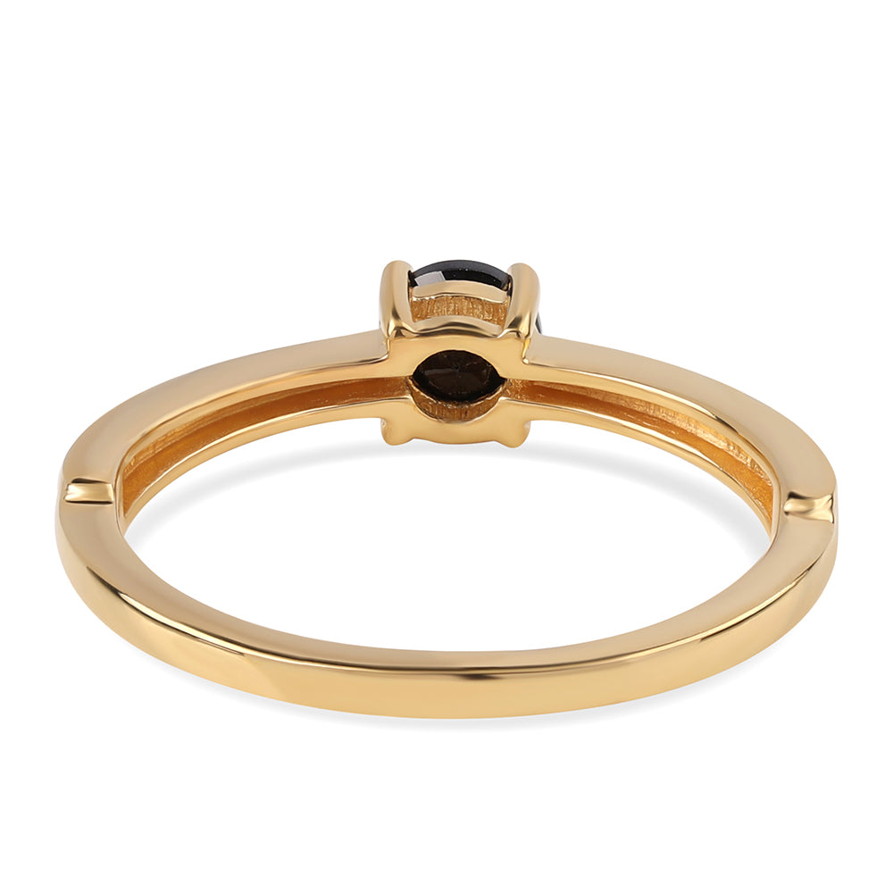 Inel din Argint 925 Placat cu Aur ( 2.09 grame ) cu Spinel Negru 0.64 Carate 3 