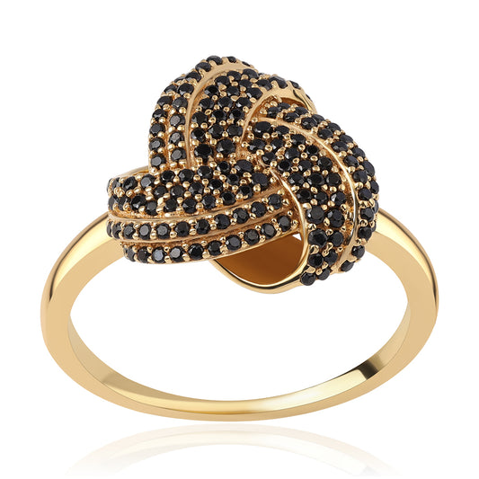 Inel din Argint 925 Placat cu Aur ( 4.44 grame ) cu Spinel Negru 0.66 Carate