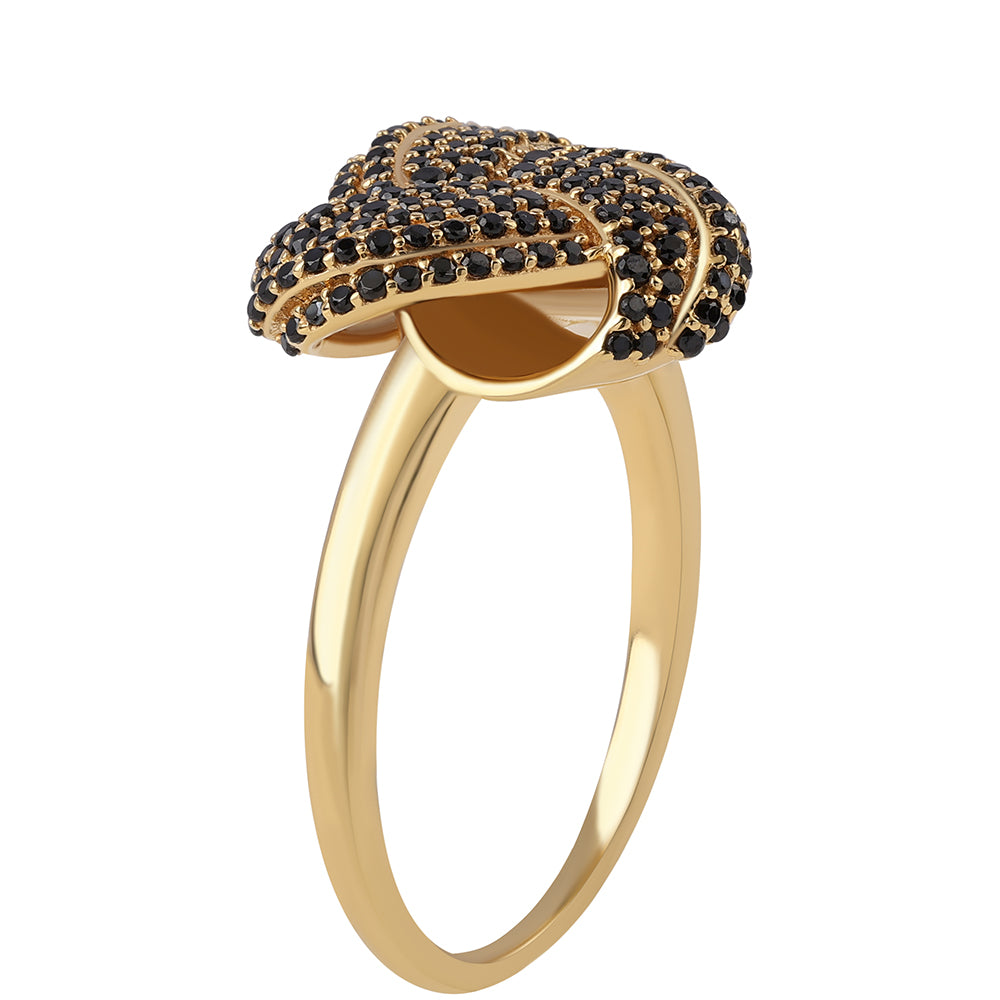 Inel din Argint 925 Placat cu Aur ( 4.44 grame ) cu Spinel Negru 0.66 Carate