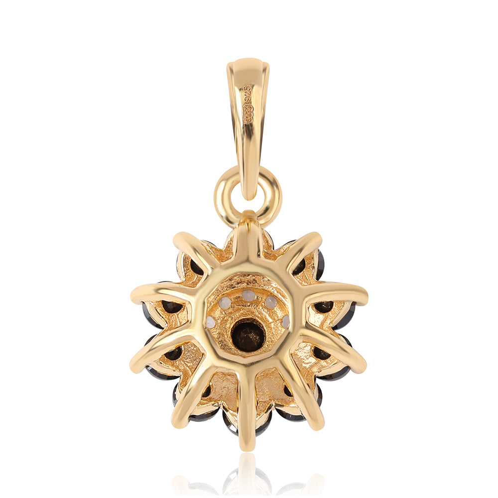 Pandantiv din Argint 925 Placat cu Aur ( 1.14 grame ) cu Spinel Negru și Topaz Alb 1.05 Carate 3 