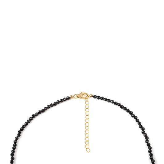 Colier din Argint 925 Placat cu Aur ( 0.93 grame ) cu Spinel Negru și Perlă de Apă Dulce Albă 69.4 Carate