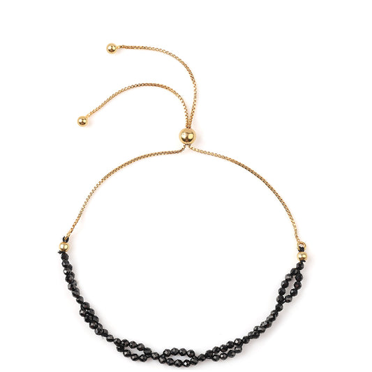 Brățară din Argint 925 Placat cu Aur ( 1.34 grame ) cu Spinel Negru 7.25 Carate