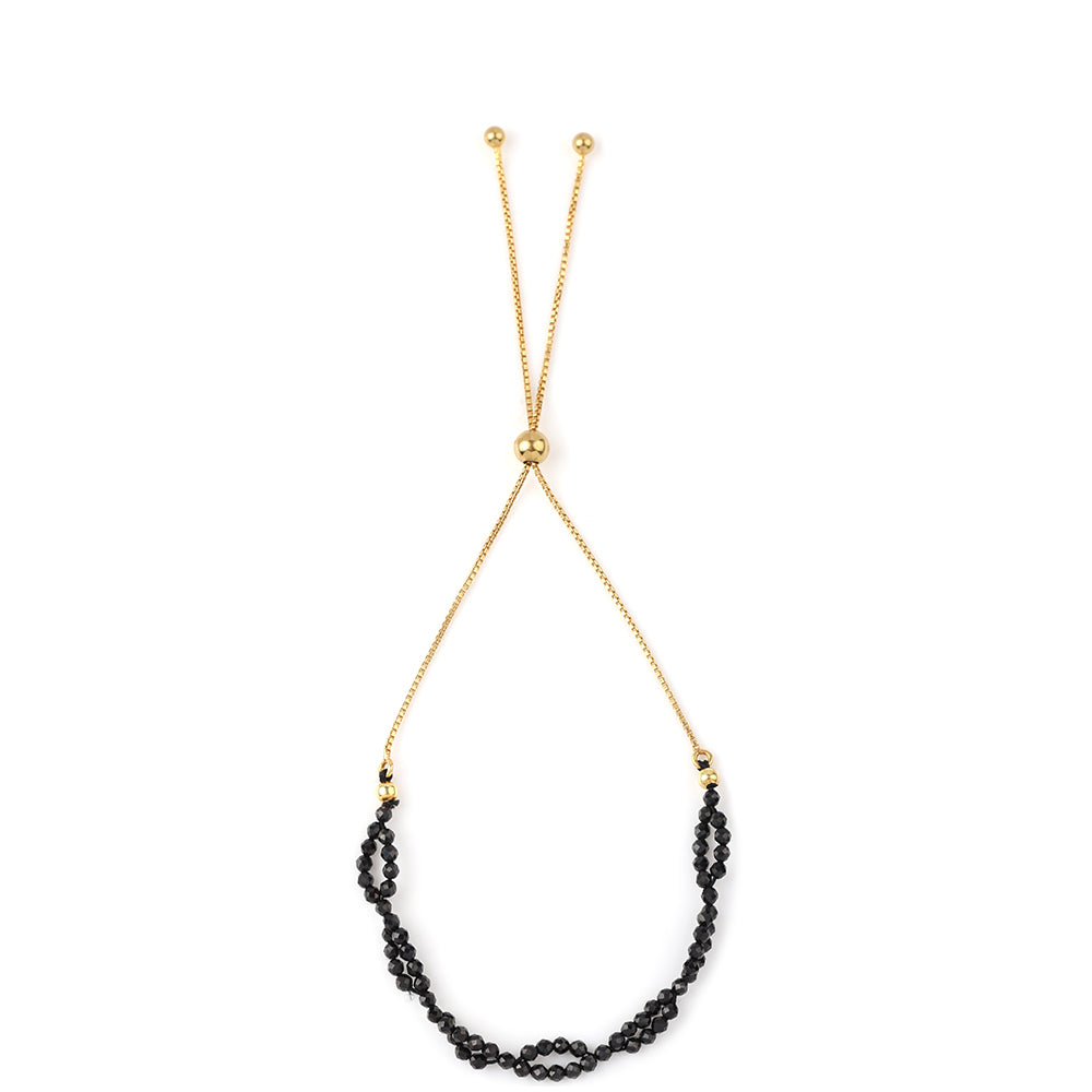 Brățară din Argint 925 Placat cu Aur ( 1.34 grame ) cu Spinel Negru 7.25 Carate