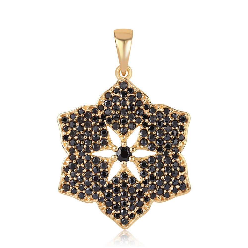 Pandantiv din Argint 925 Placat cu Aur ( 2.41 grame ) cu Spinel Negru 1.73 Carate 1 