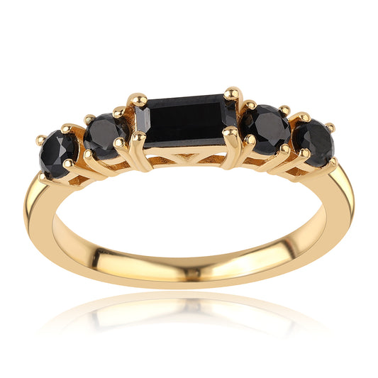 Inel din Argint 925 Placat cu Aur ( 2.2 grame ) cu Spinel Negru 1.04 Carate