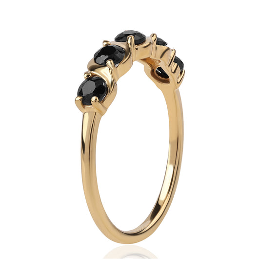 Inel din Argint 925 Placat cu Aur ( 1.94 grame ) cu Spinel Negru 1.16 Carate