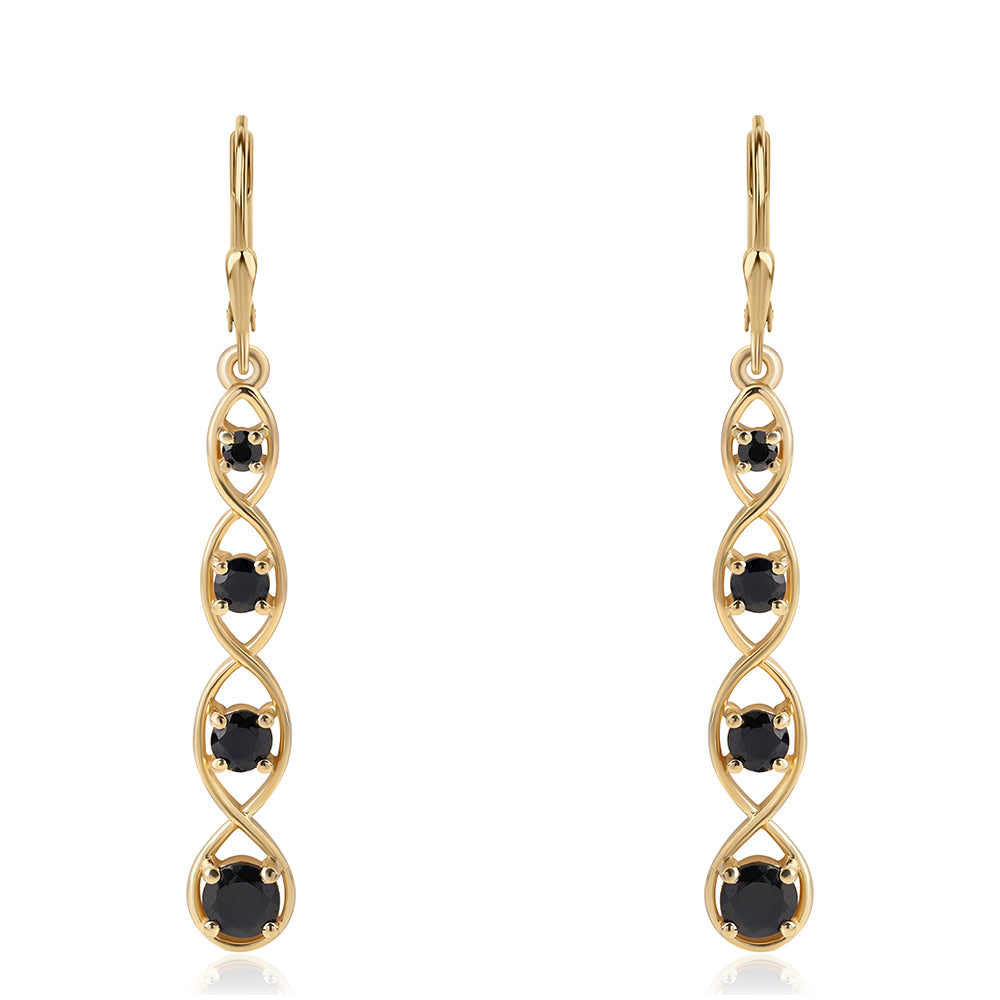 Cercei din Argint 925 Placat cu Aur ( 4.01 grame ) cu Spinel Negru 2.65 Carate