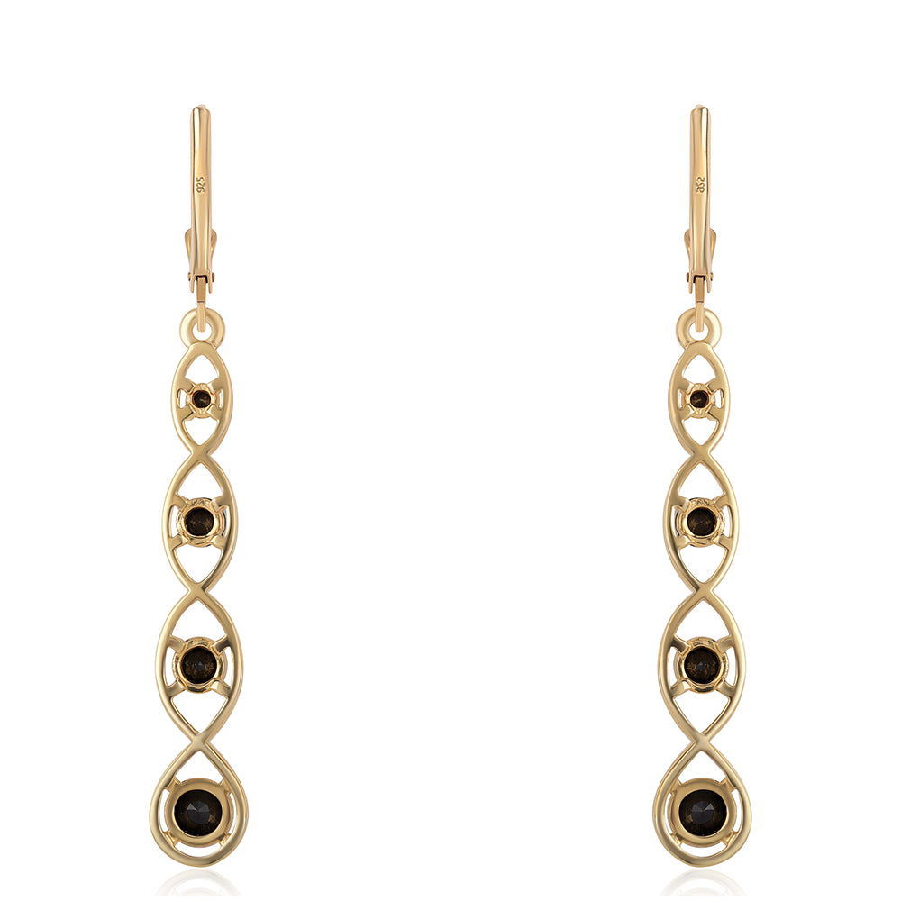 Cercei din Argint 925 Placat cu Aur ( 4.01 grame ) cu Spinel Negru 2.65 Carate 3 