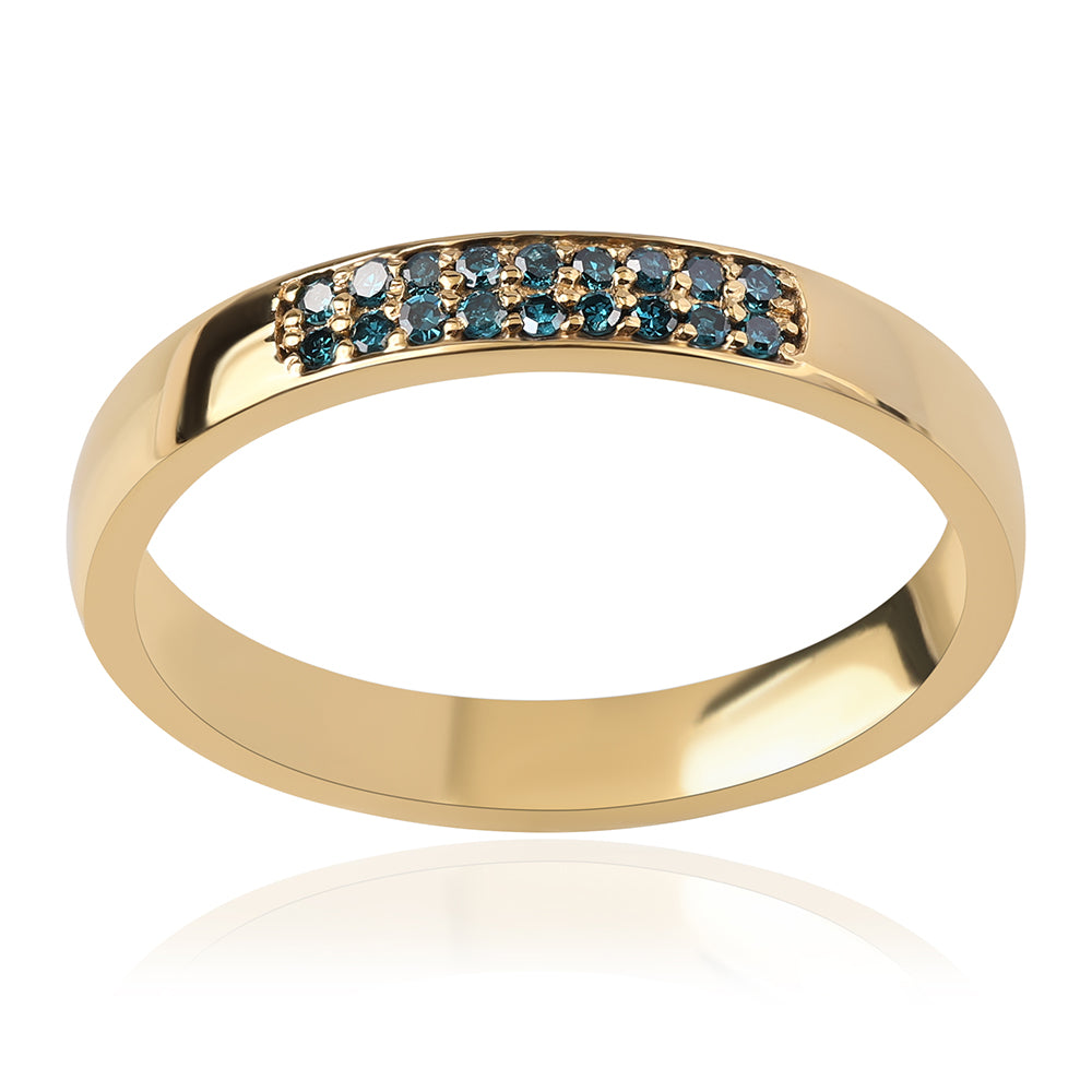 Inel din Argint 925 Placat cu Aur ( 3.06 grame ) cu Diamant Albastru 0.11 Carate 1 