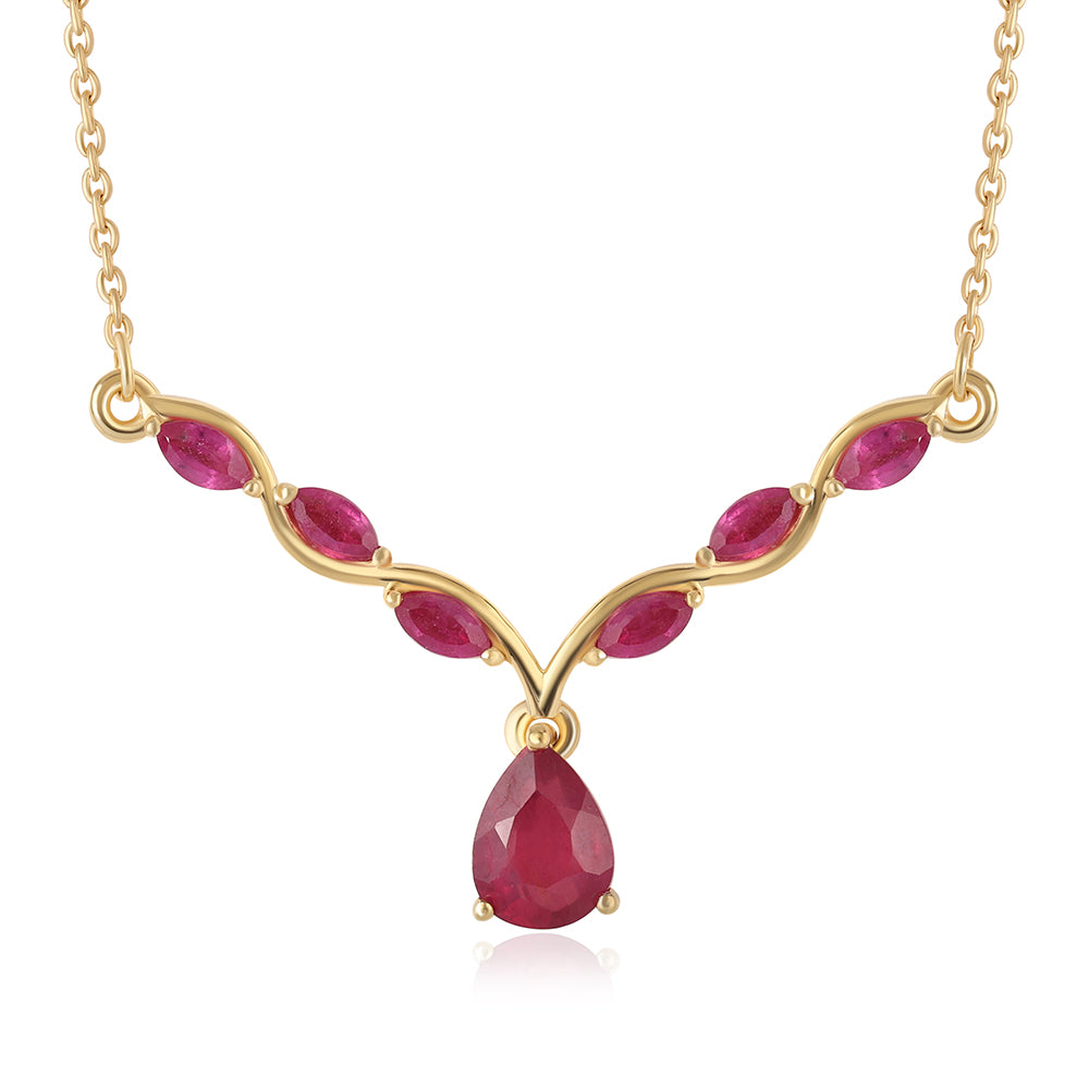 Colier din Argint 925 Placat cu Aur ( 3.53 grame ) cu Rubin Mozambic 1.7 Carate 1 