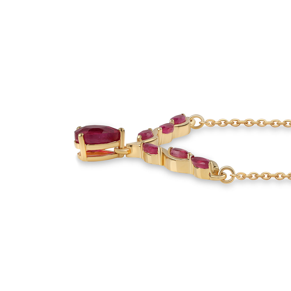 Colier din Argint 925 Placat cu Aur ( 3.53 grame ) cu Rubin Mozambic 1.7 Carate 2 