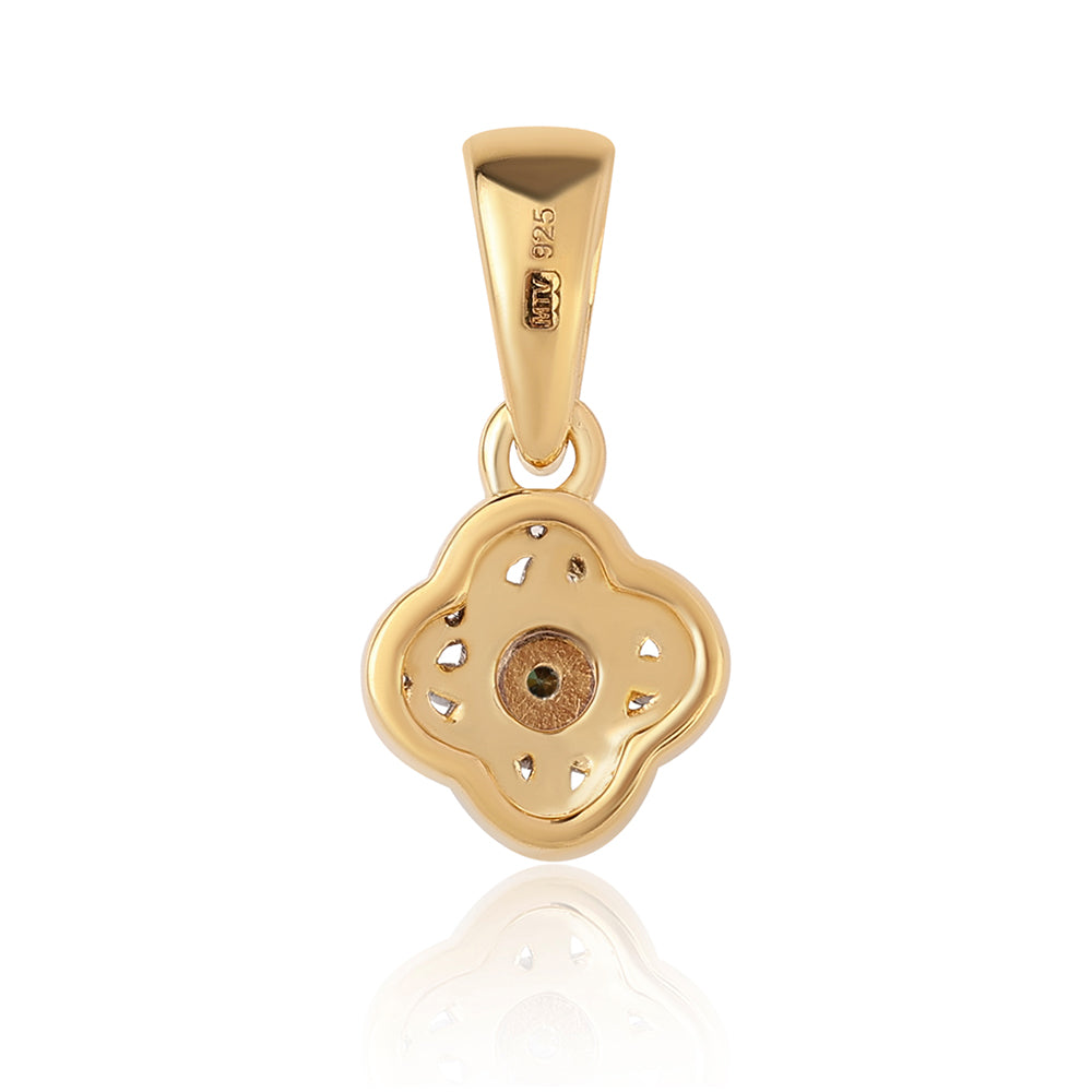 Set din Argint 925 Placat cu Aur ( 4.28 grame ) cu Diamant Albastru și Topaz Alb 0.17 Carate ( Cercei+Inel+Pandantiv ) 7 