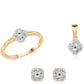 Set din Argint 925 Placat cu Aur ( 4.28 grame ) cu Diamant Albastru și Topaz Alb 0.17 Carate ( Cercei+Inel+Pandantiv )