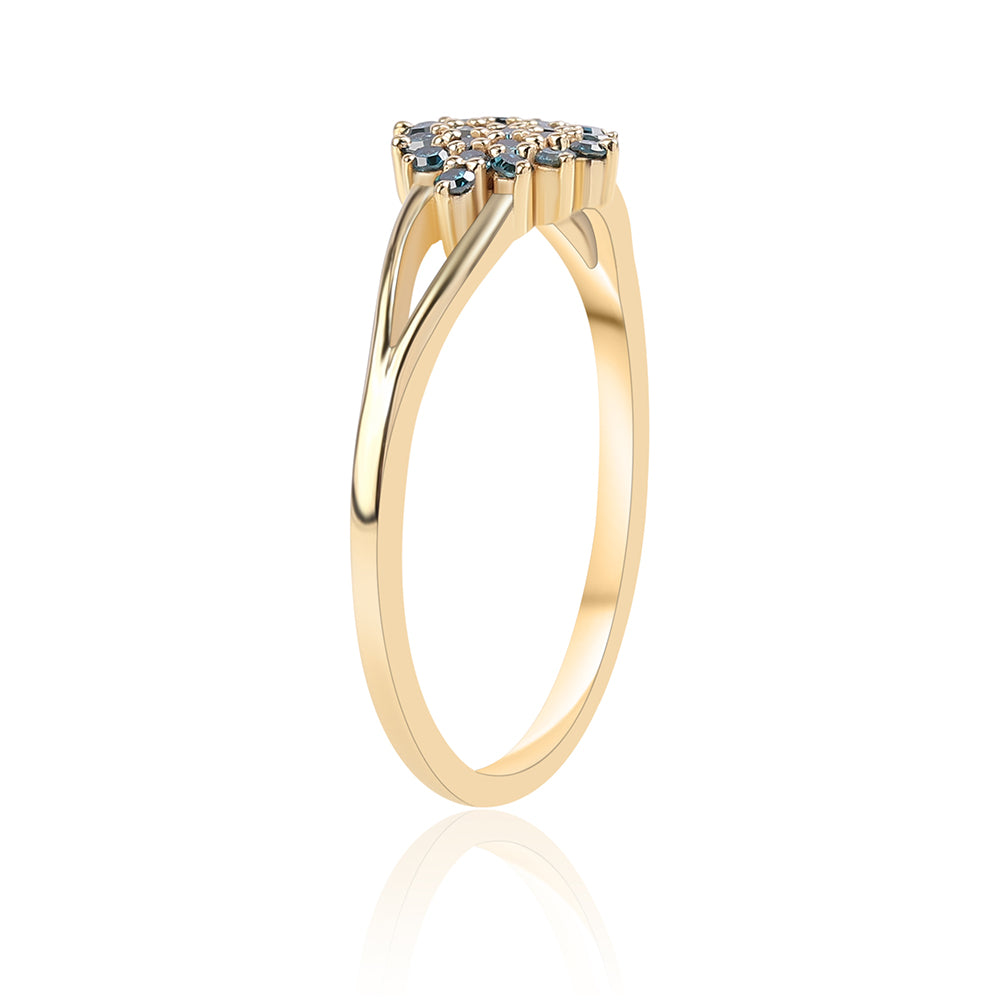 Inel din Argint 925 Placat cu Aur ( 1.71 grame ) cu Diamant Albastru 0.27 Carate 2 