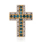 Cruce Pandantiv din Argint 925 Placat cu Aur ( 1.21 grame ) cu Diamant Albastru și Diamant Alb 0.43 Carate