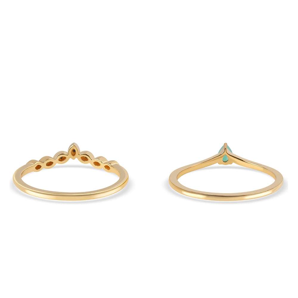 Set din Argint 925 Placat cu Aur ( 3.11 grame ) cu Diamant Albastru și Smarald Brazilian 0.26 Carate ( Inel )