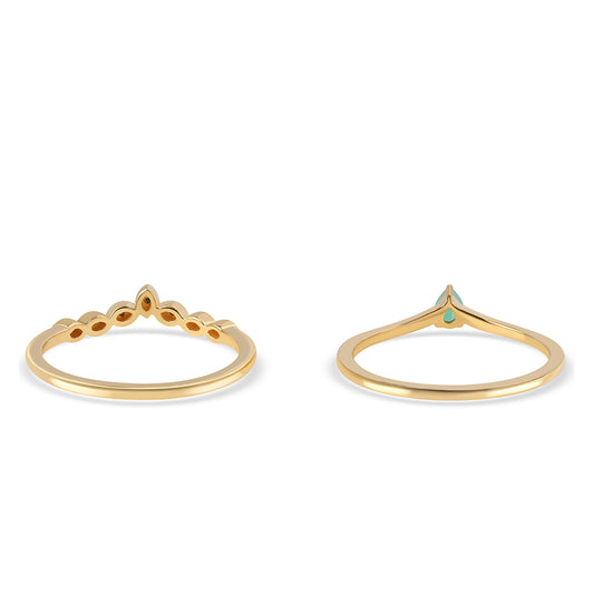 Set din Argint 925 Placat cu Aur ( 3.11 grame ) cu Diamant Albastru și Smarald Brazilian 0.26 Carate ( Inel )