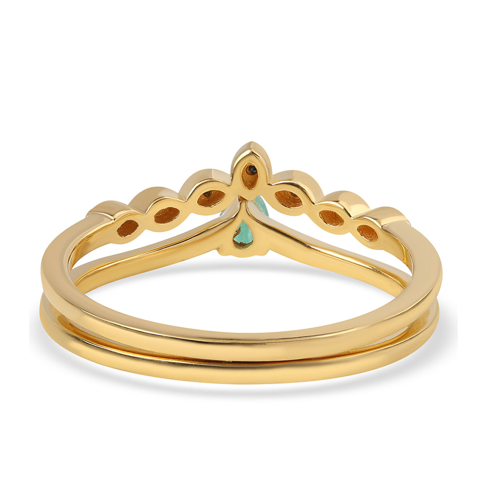 Set din Argint 925 Placat cu Aur ( 3.11 grame ) cu Diamant Albastru și Smarald Brazilian 0.26 Carate ( Inel )