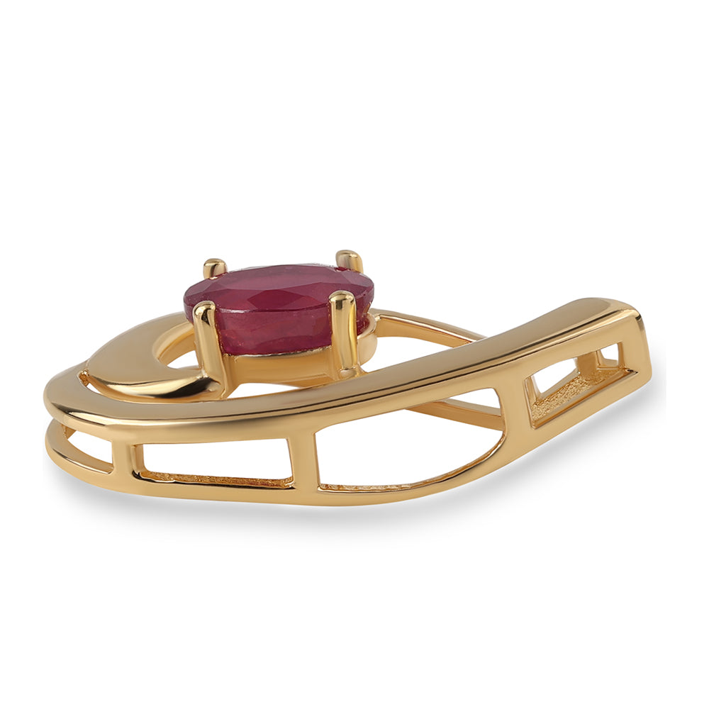 Pandantiv din Argint 925 Placat cu Aur ( 1.75 grame ) cu Rubin Mozambic 1.14 Carate 2 