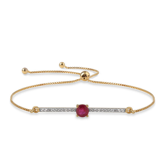 Brățară din Argint 925 Placat cu Aur ( 2.55 grame ) cu Rubin Mozambic și Topaz Alb 1.1 Carate