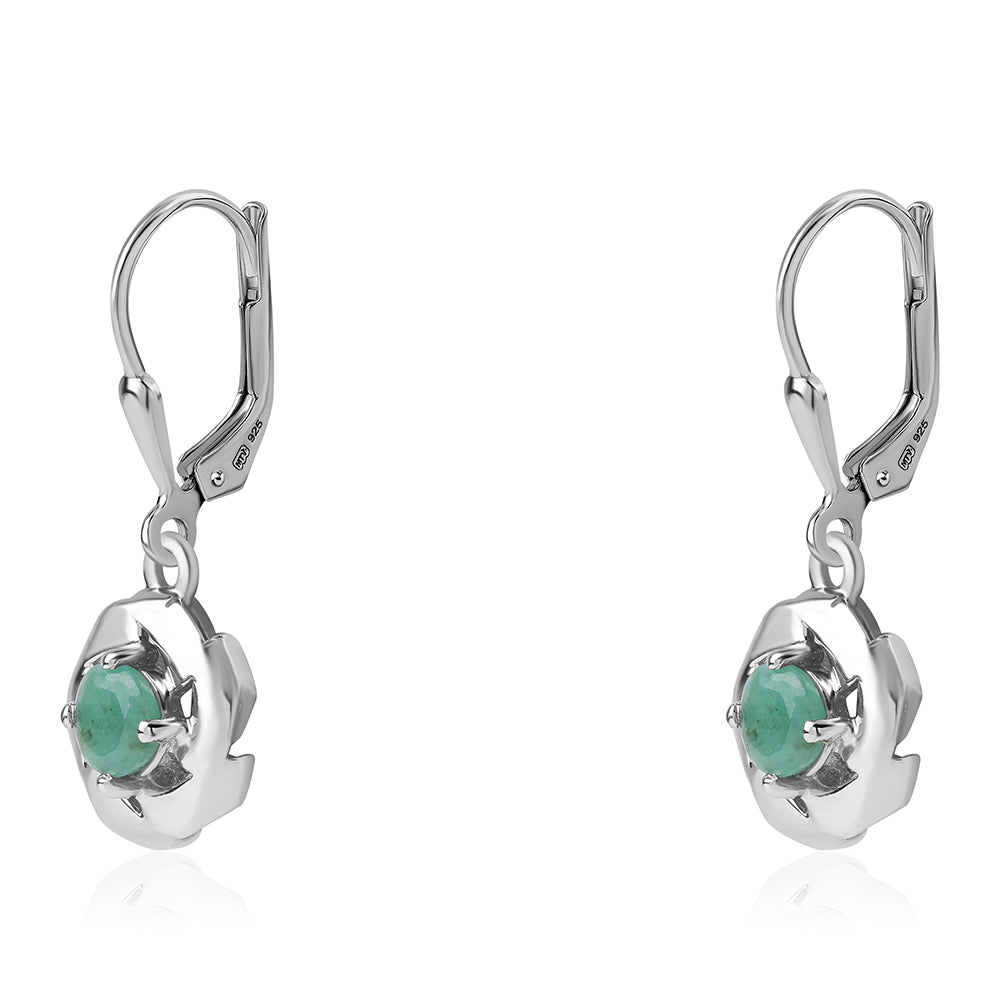 Cercei din Argint 925 ( 3.4 grame ) cu Smarald Brazilian 0.72 Carate 2 