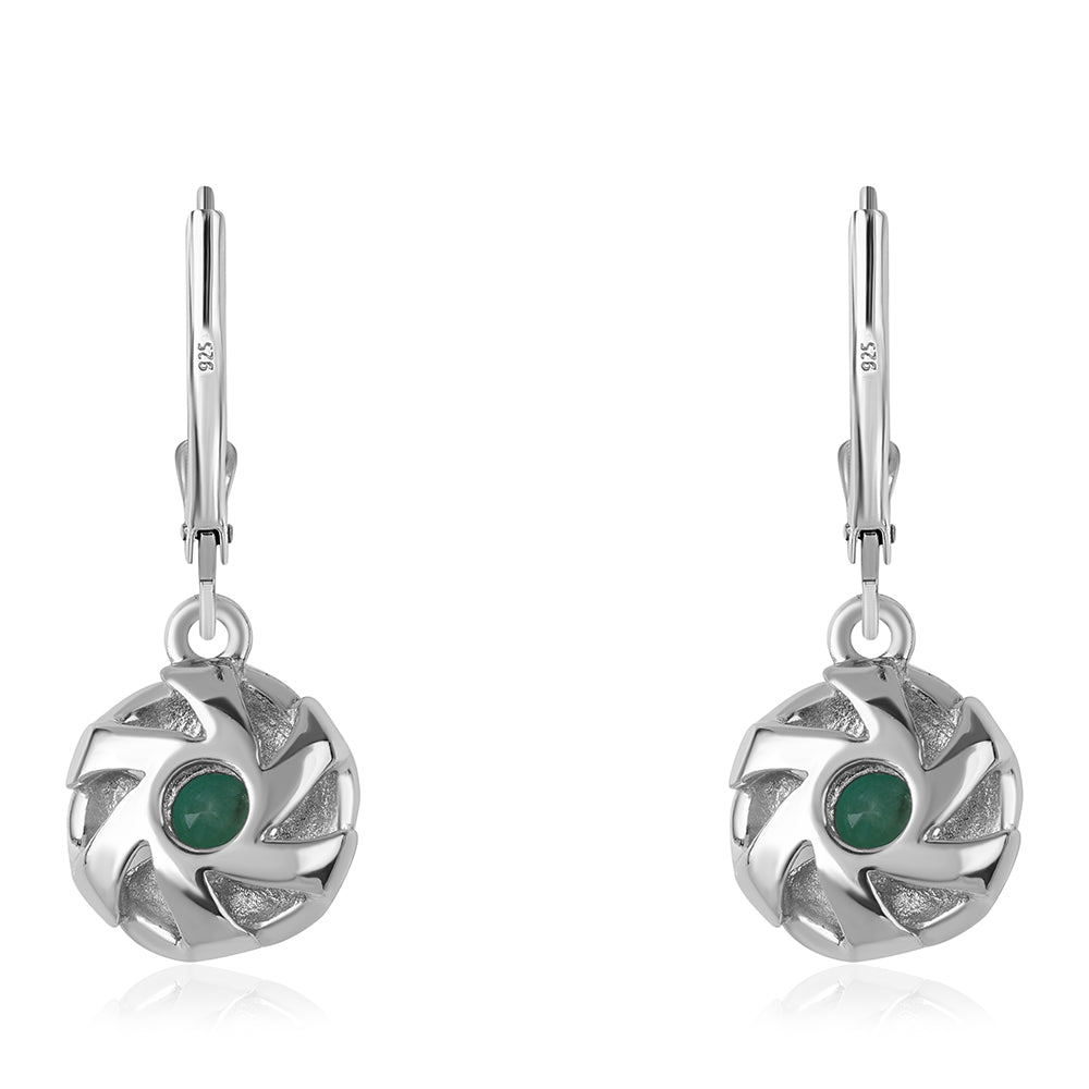 Cercei din Argint 925 ( 3.4 grame ) cu Smarald Brazilian 0.72 Carate 3 