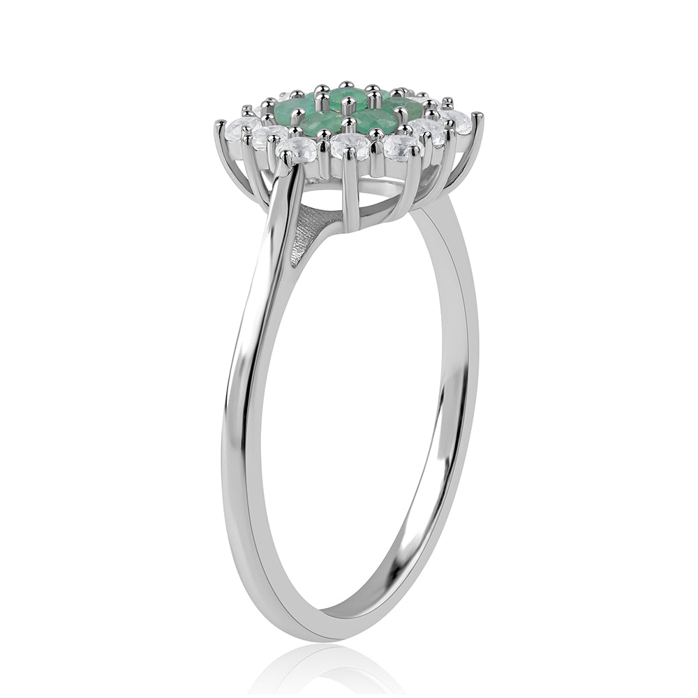 Inel din Argint 925 ( 2.22 grame ) cu Smarald Brazilian și Topaz Alb 1.16 Carate