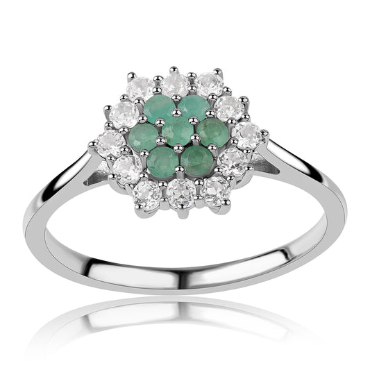 Inel din Argint 925 ( 2.22 grame ) cu Smarald Brazilian și Topaz Alb 1.16 Carate