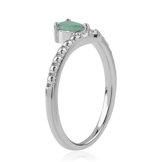 Inel din Argint 925 ( 1.84 grame ) cu Smarald Brazilian și Topaz Alb 0.56 Carate