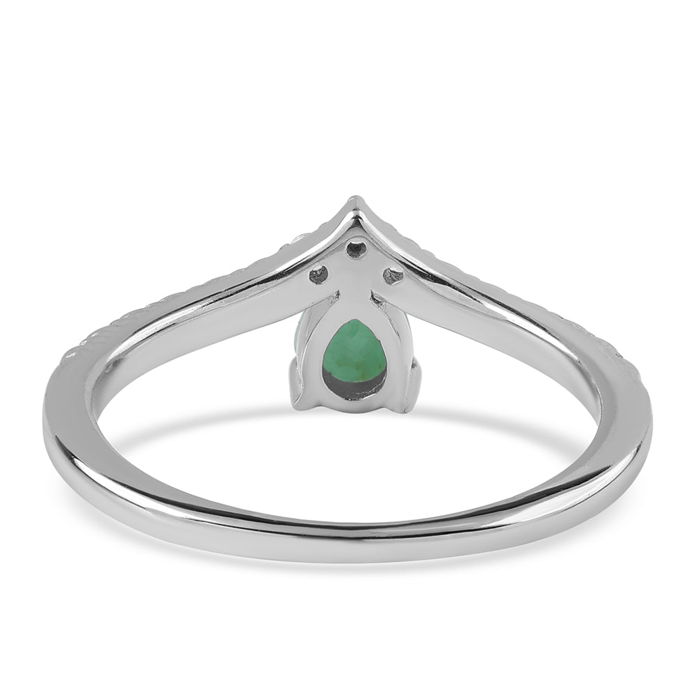 Inel din Argint 925 ( 1.84 grame ) cu Smarald Brazilian și Topaz Alb 0.56 Carate