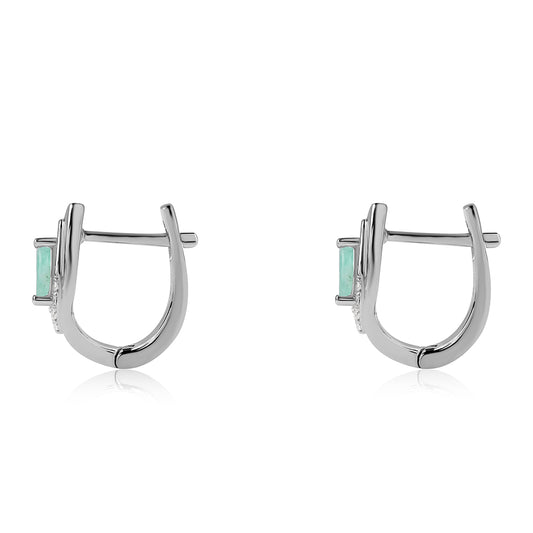 Cercei din Argint 925 ( 3.19 grame ) cu Smarald Brazilian și Topaz Alb 0.43 Carate