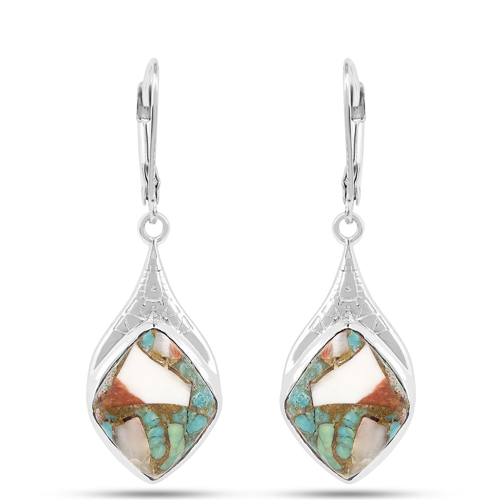 Cercei din Argint 925 ( 2.5 grame ) cu Turcoaz Oyster 12.42 Carate