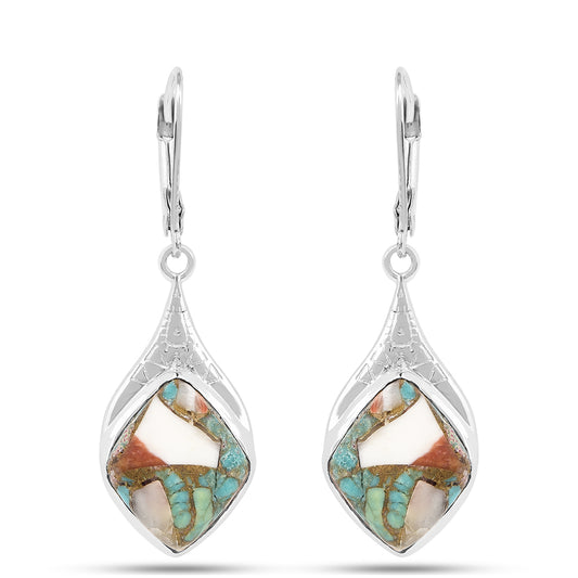 Cercei din Argint 925 ( 2.5 grame ) cu Turcoaz Oyster 12.42 Carate