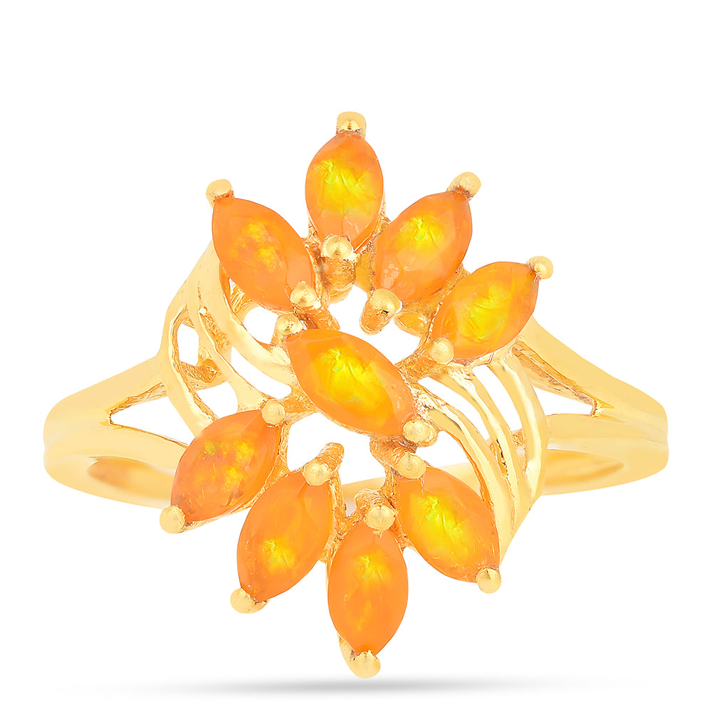 Inel din Argint 925 Placat cu Aur ( 1.94 grame ) cu Opal de Foc 0.72 Carate 1 