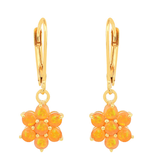 Cercei din Argint 925 Placat cu Aur ( 1.85 grame ) cu Opal de Foc 1.02 Carate