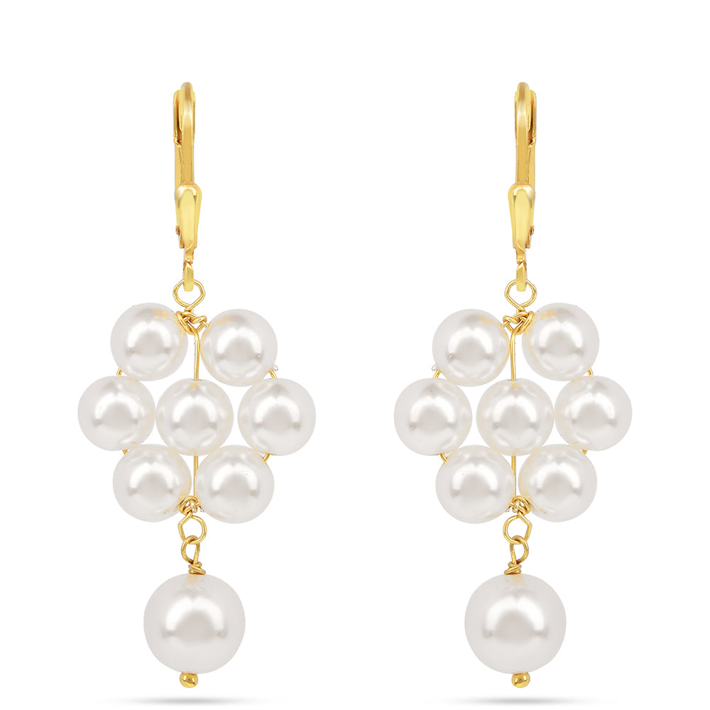 Cercei din Argint 925 Placat cu Aur ( 1.3 grame ) cu Perlă de Apă Dulce Crem 26.3 Carate 1 