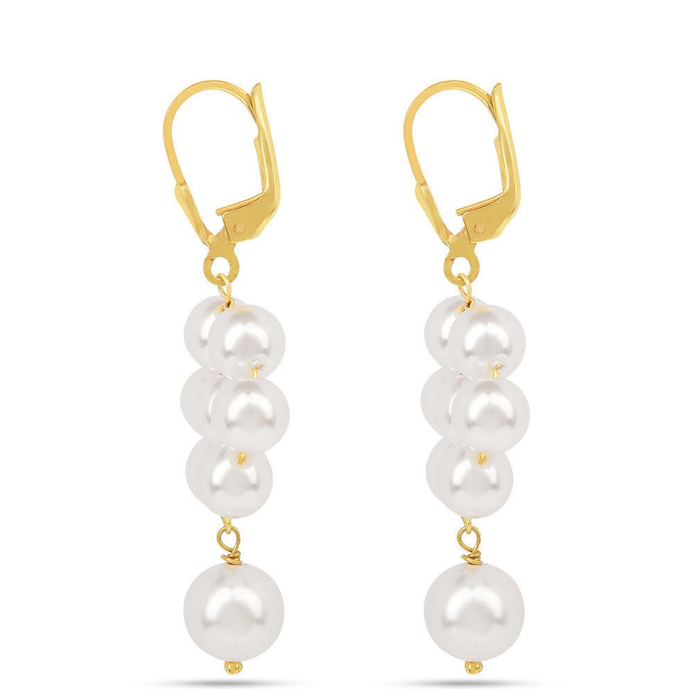 Cercei din Argint 925 Placat cu Aur ( 1.3 grame ) cu Perlă de Apă Dulce Crem 26.3 Carate 2 