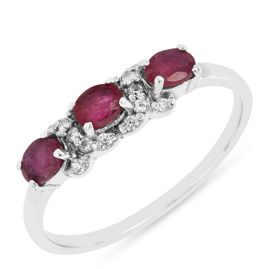 Inel din Argint 925 ( 1.5 grame ) cu Rubin Thailandez și Zircon Alb 0.96 Carate