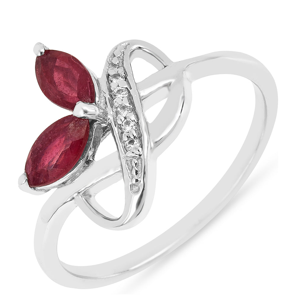 Inel din Argint 925 ( 1.69 grame ) cu Rubin Thailandez și Zircon Alb 0.71 Carate 1 