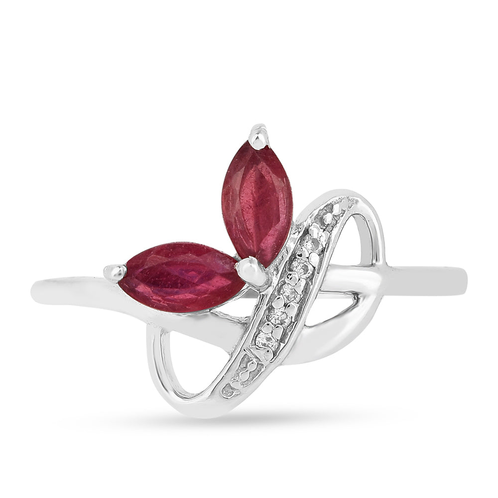 Inel din Argint 925 ( 1.69 grame ) cu Rubin Thailandez și Zircon Alb 0.71 Carate 2 