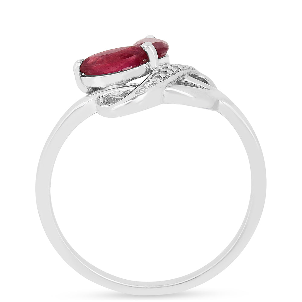 Inel din Argint 925 ( 1.69 grame ) cu Rubin Thailandez și Zircon Alb 0.71 Carate