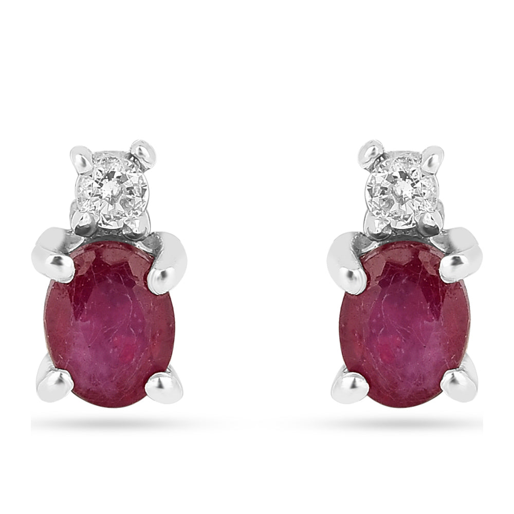 Cercei din Argint 925 ( 0.81 grame ) cu Rubin Thailandez și Zircon Alb 0.59 Carate 2 