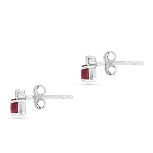 Cercei din Argint 925 ( 0.81 grame ) cu Rubin Thailandez și Zircon Alb 0.59 Carate