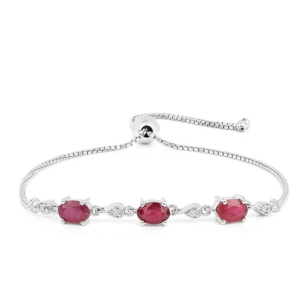 Brățară din Argint 925 ( 3.5 grame ) cu Rubin Thailandez și Zircon Alb 2.12 Carate