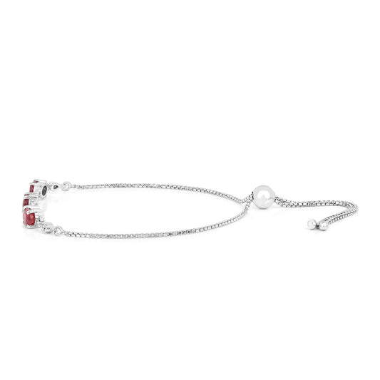 Brățară din Argint 925 ( 3.5 grame ) cu Rubin Thailandez și Zircon Alb 2.12 Carate