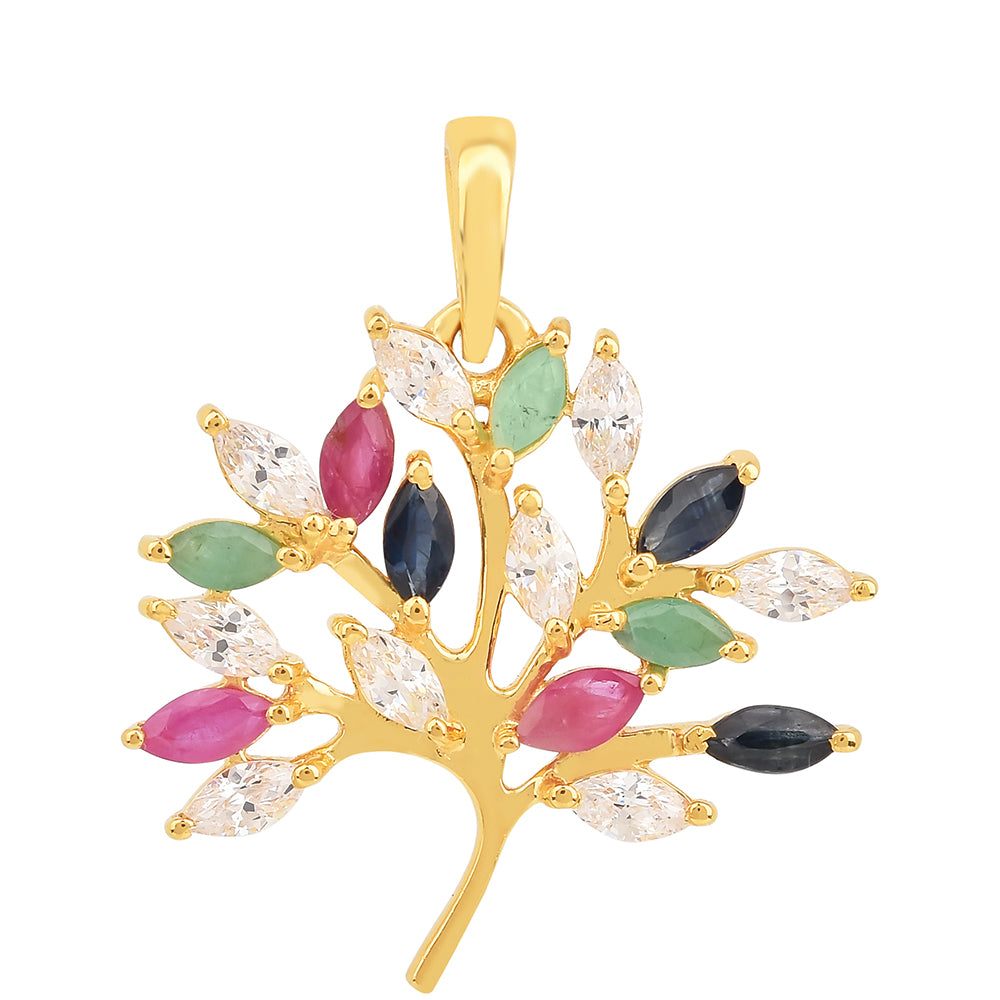 Pandantiv din Argint 925 Placat cu Aur ( 1.48 grame ) cu Rubin Thailandez și Smarald Brazilian 1.61 Carate 1 